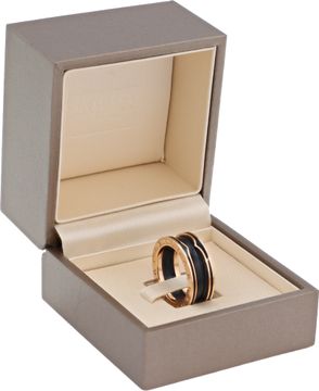 Bvlgari B.Zero 18k rose gold two-band ring with black ceramic spiral