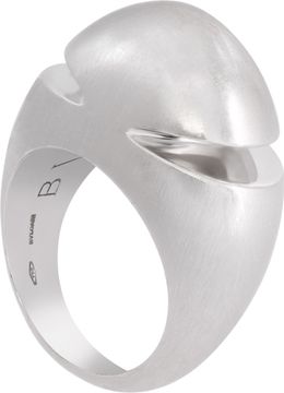 Bvlgari Cabochon ring in 18k white gold brushed finish