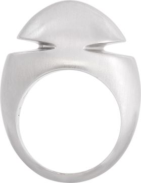 Bvlgari Cabochon ring in 18k white gold brushed finish