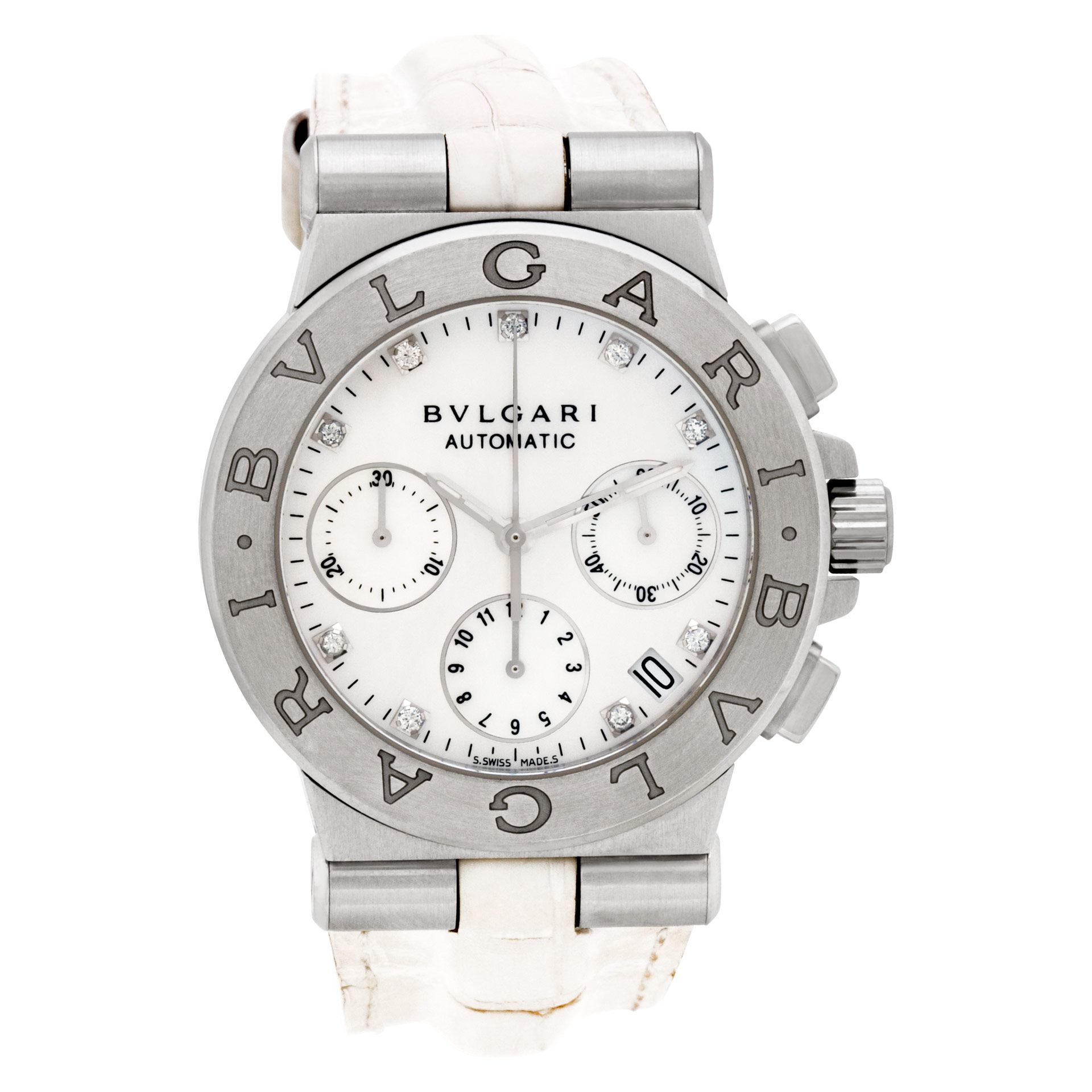 【最終価格】BVLGARI DIAGONO DG35S 自動巻 Preowned Bvlgari Diagono DG 35 S CH St/S Mother of Pearl |
