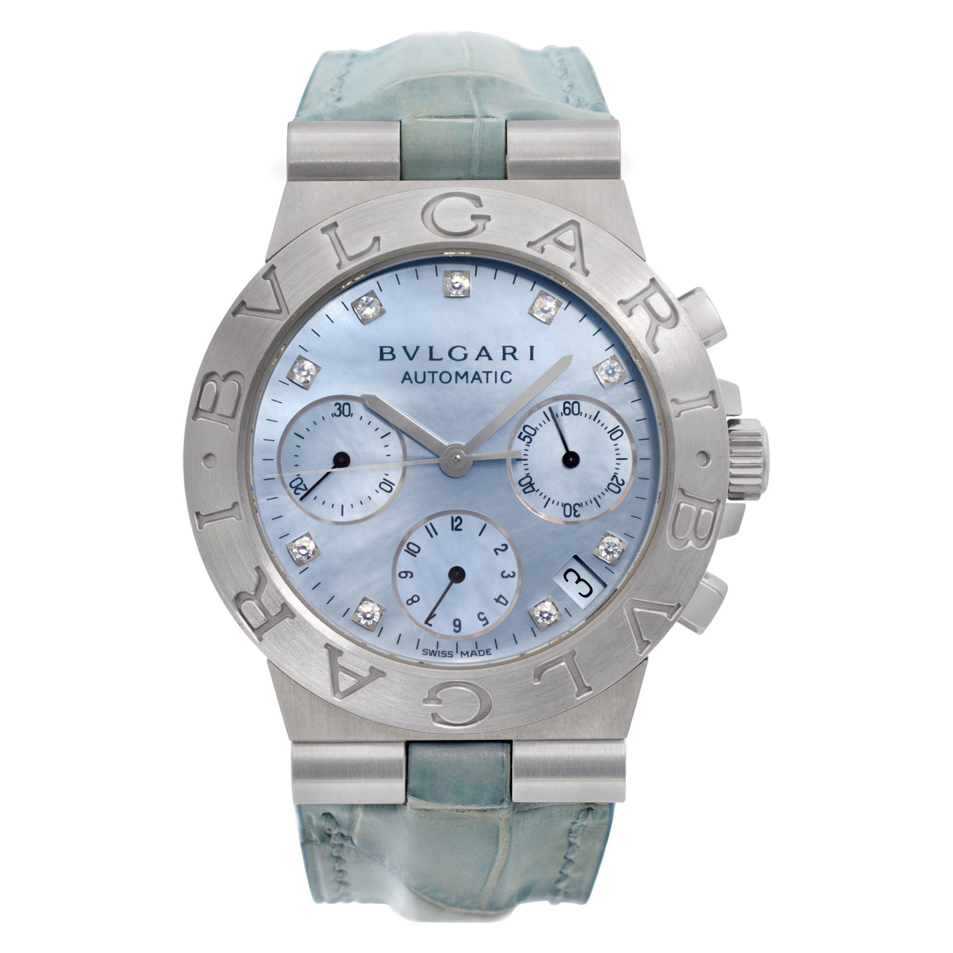 Used Bvlgari Diagono CH 35 S Stainless Steel Mother of Pearl