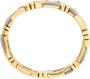 Bvlgari Doppio Cuore Cuff Bracelet in 18k yellow gold mother of pearl stations