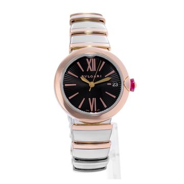 Bvlgari Lucea 102192 LUP33SG Steel & Rose Gold Black dial 33mm Auto