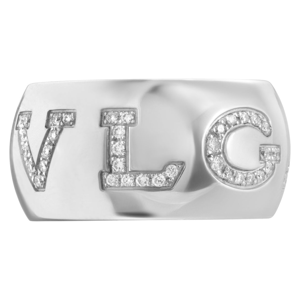 Bvlgari Monologo in 18k white gold with Bvlgari diamond pave