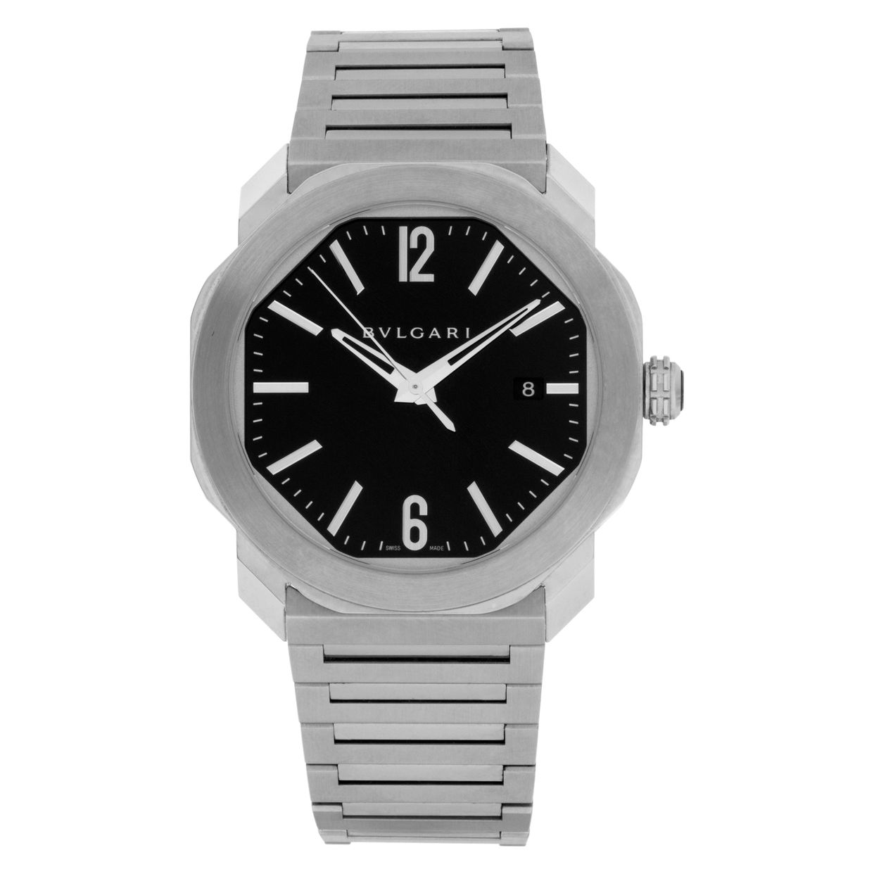Pre-owned Bvlgari OCTO 102704 Stainless Steel Black dial |