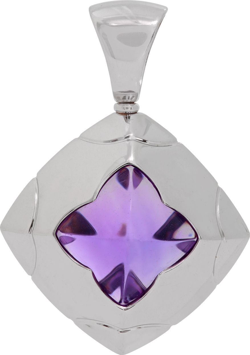 Bvlgari pyramid amethyst pendant in 18k white gold | Gray & Sons