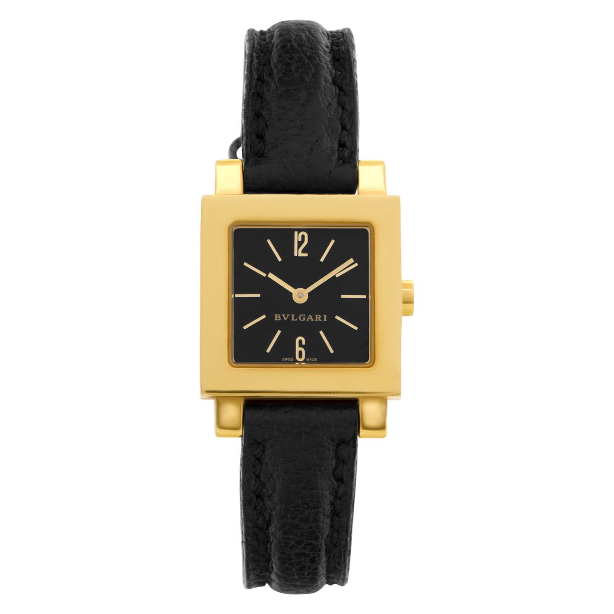 Pre-owned Bvlgari Quadrato SQ22GL 18k Black dial 22mm