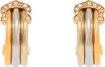 C de Cartier diamonds hoop earrings in 18k tri-color yellow, white & rose gold Earring Collection