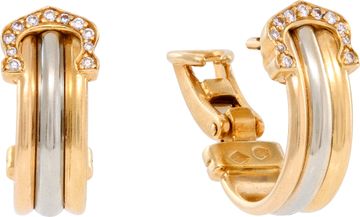 C de Cartier diamonds hoop earrings in 18k tri-color