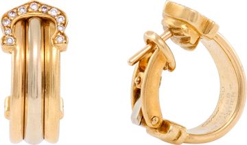 C de Cartier diamonds hoop earrings in 18k tri-color