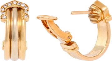 C de Cartier diamonds hoop earrings in 18k tri-color