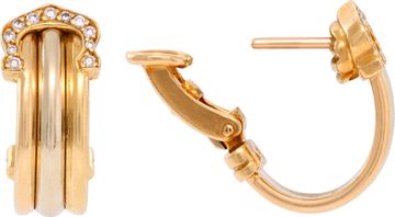 C de Cartier diamonds hoop earrings in 18k tri-color