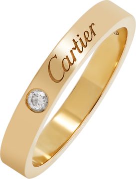 C de Cartier ring in 18k rose gold with single diamond. Size 53. 3mm width