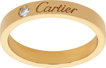 C de Cartier ring in 18k rose gold with single diamond. Size 53. 3mm width Ring Collection