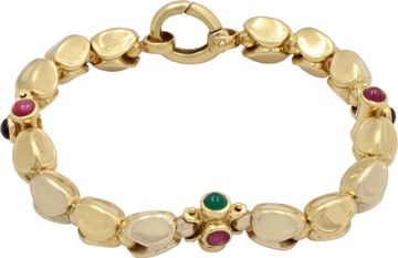 Cabochon Emerald, Ruby, and Sapphire Bracelet in 18k Yellow Gold Cabochon Emerald, Ruby, and Sapphire Bracelet in 18k Yellow Gold Bracelet Collection