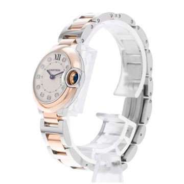 Cartier Ballon Bleu W3BB0005 3752 Rose Gold Steel Silver Dial 28mm Quartz