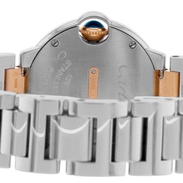 Cartier Ballon Bleu W3BB0005 3752 Rose Gold Steel Silver Dial 28mm Quartz