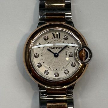 Cartier Ballon Bleu W3BB0005 3752 Rose Gold Steel Silver Dial 28mm Quartz