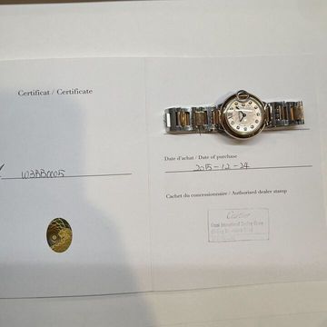 Cartier Ballon Bleu W3BB0005 3752 Rose Gold Steel Silver Dial 28mm Quartz