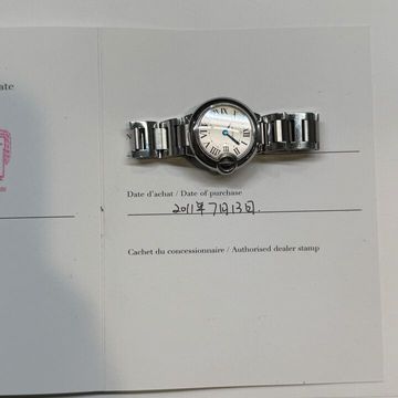 Cartier Ballon Bleu 28mm W69010Z4 3009 Steel Silver dial Quartz