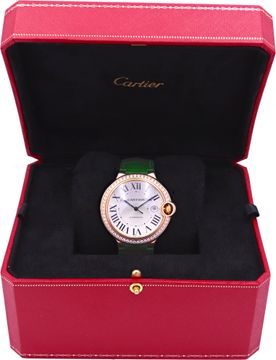 Cartier Ballon Bleu in 18k rose gold with a diamond bezel