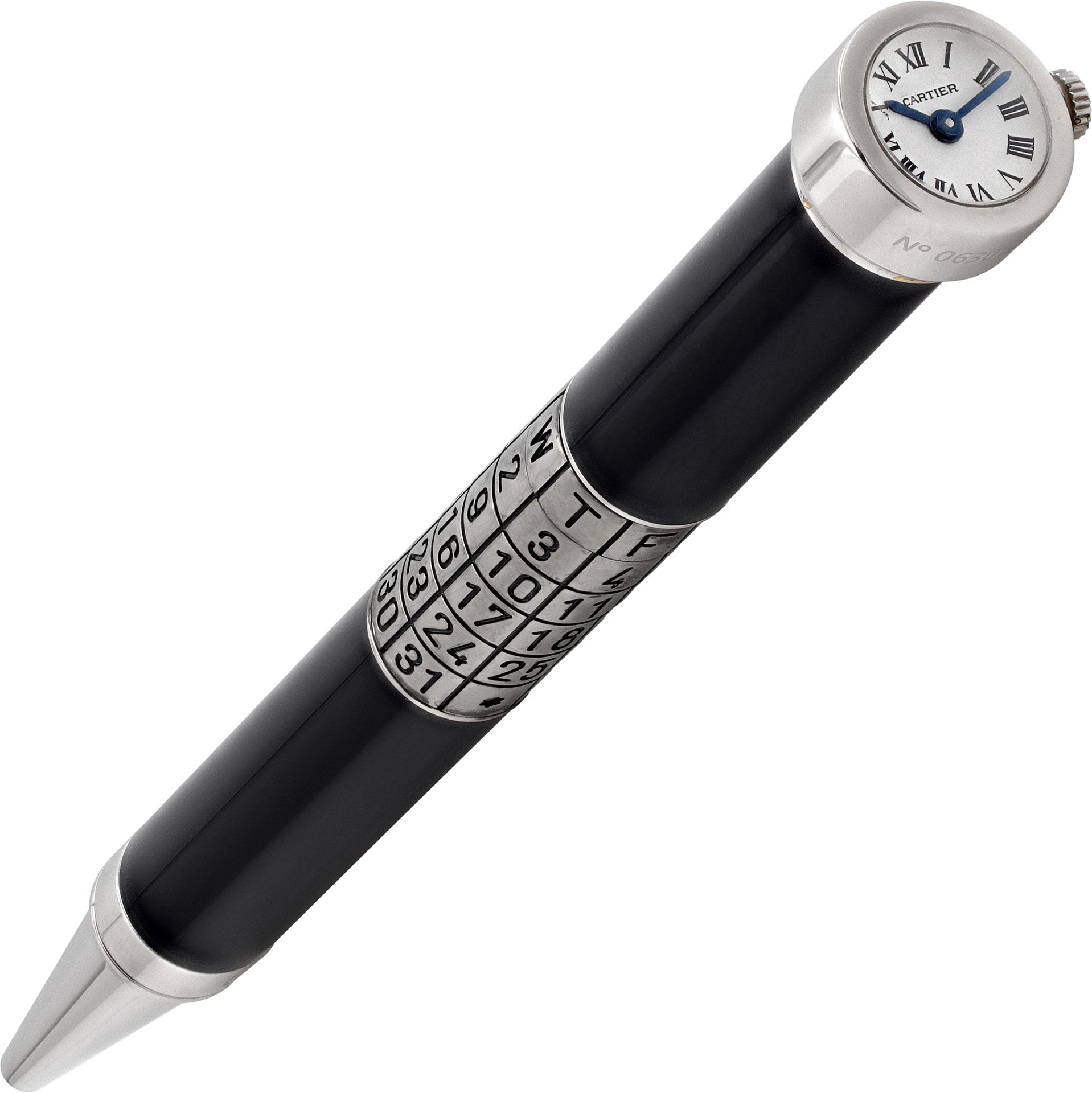 Cartier ブラック ボールペン Cartier Black Lacquer Ballpoint pen with Cartier Quartz Clock