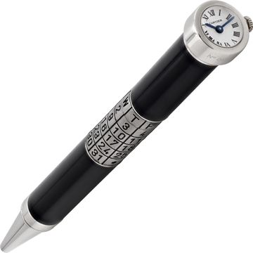 Cartier Black Lacquer Ballpoint pen with Cartier Quartz Clock Ltd edition Pen Collection