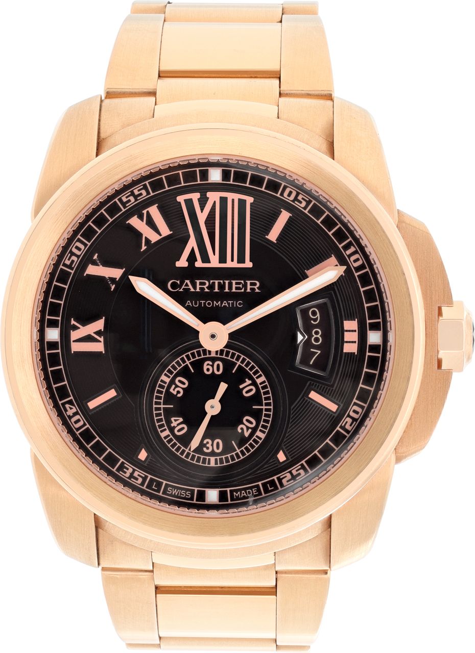 Pre-owned Cartier Calibre W7100040 18k rose gold 42mm auto