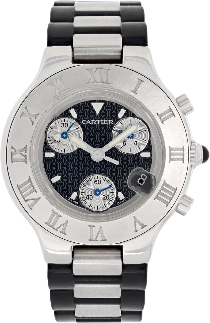 Pre-owned Cartier Chronoscaph 21 2424 Stainless Steel | Gray & Sons
