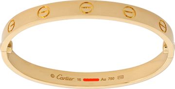 Cartier Classic Love bracelet in 18k yellow gold. Size 16