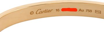 Cartier Classic Love bracelet in 18k yellow gold. Size 16
