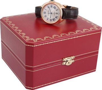 Cartier Cle in 18k rose gold on a leather strap