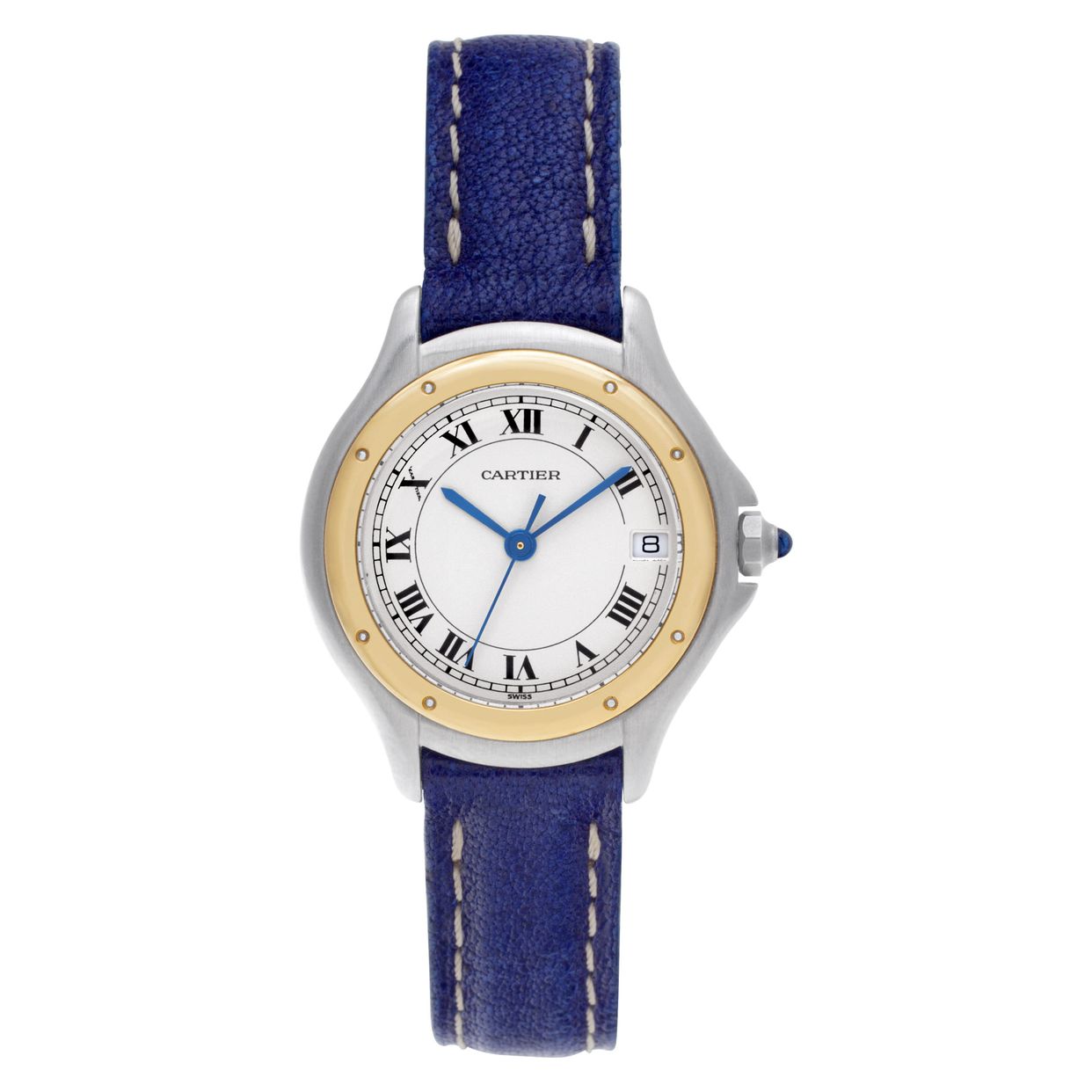 vintage Cartier Cドゥカルティエブローチ 750YG Used Cartier Cougar 187908C 18k & Stainless Steel Off White