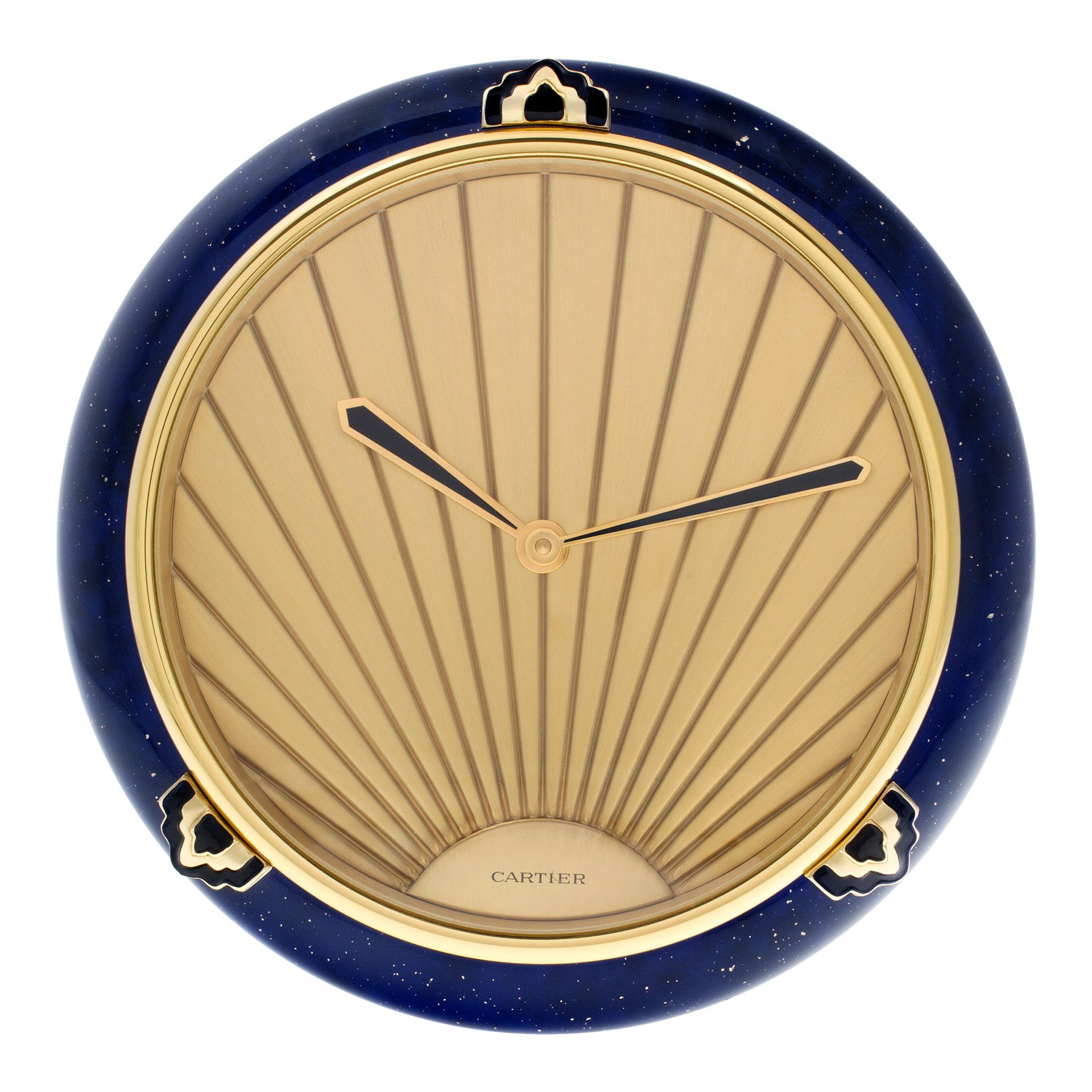 Used Cartier Desk Clock xxx Brass Blue dial 128mm Quartz |