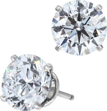 GIA. Cartier Round Diamond Studs Earrings 8.06 tcw. E - VVS2.  Platinum.