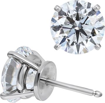 GIA. Cartier Round Diamond Studs Earrings 8.06 tcw. E - VVS2.  Platinum.