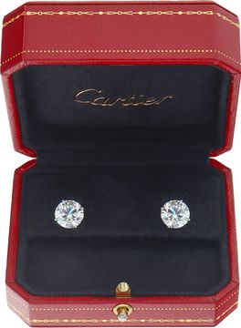 GIA. Cartier Round Diamond Studs Earrings 8.06 tcw. E - VVS2.  Platinum.
