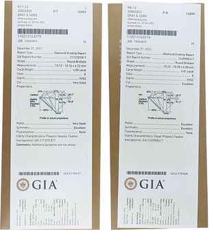 GIA. Cartier Round Diamond Studs Earrings 8.06 tcw. E - VVS2.  Platinum.