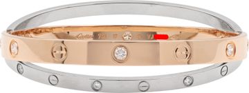 Cartier Double Love bracelet in 18k rose and white gold with diamonds