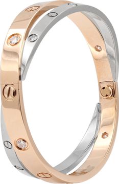 Cartier Double Love bracelet in 18k rose and white gold with diamonds