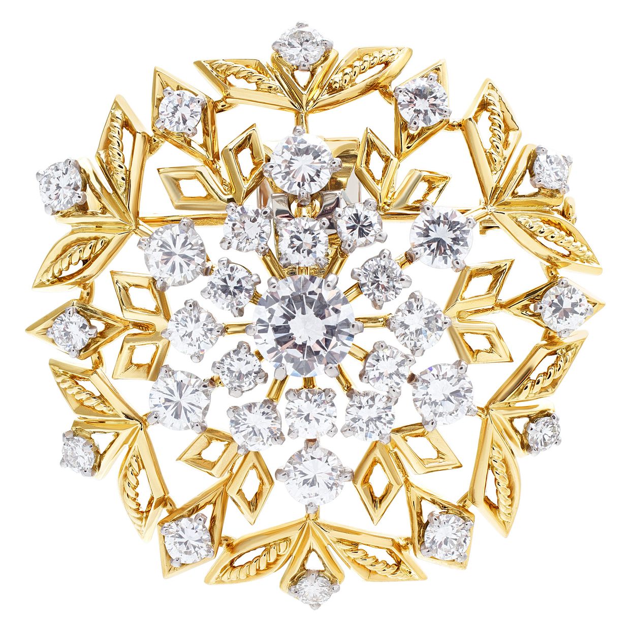 Cartier floral-design pendant/brooch with GIA certified center