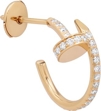 Cartier Juste Un Clou Hoop Earrings small model Paved diamonds 18k rose gold