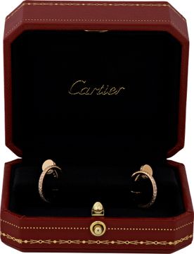 Cartier Juste Un Clou Hoop Earrings small model Paved diamonds 18k rose gold