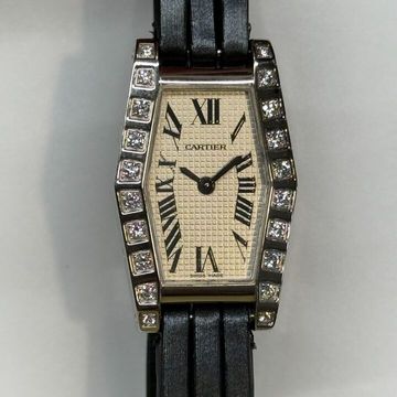 Cartier Lanieres Hexagonale WJ200538 2560 White Gold Silver Dial 18mm Quartz