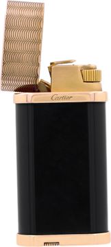 Cartier Lighter black lacquer body rose gold trim