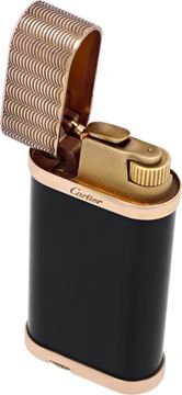 Cartier Lighter black lacquer body rose gold trim