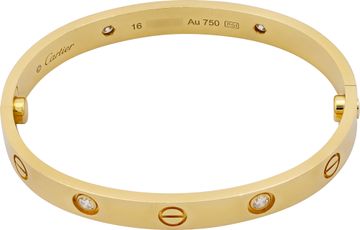 Cartier Love bracelet Classic Model with 4 diamonds. Size 16 Cartier Love bracelet Classic Model with 4 diamonds. Size 16 Bracelet Collection