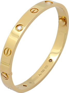 Cartier Love bracelet Classic Model with 4 diamonds. Size 16