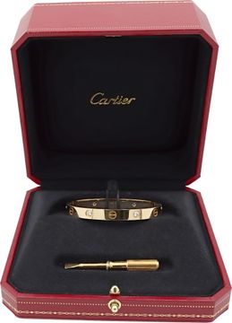 Cartier Love bracelet Classic Model with 4 diamonds. Size 16