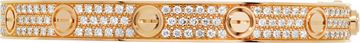 Cartier Love bracelet in 18k rose gold diamond pave size 17